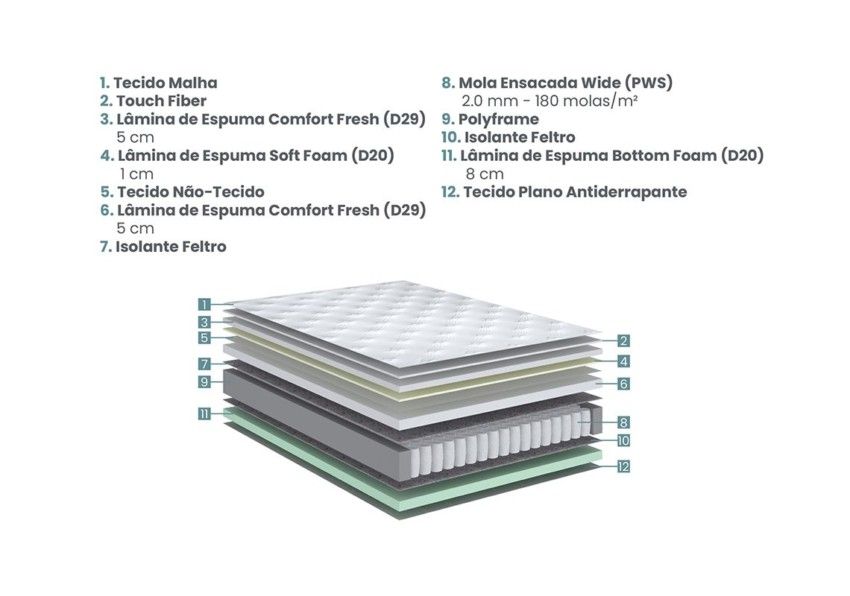 Colchão Casal Alva Mola Ensacada 138x188x36cm 3 34