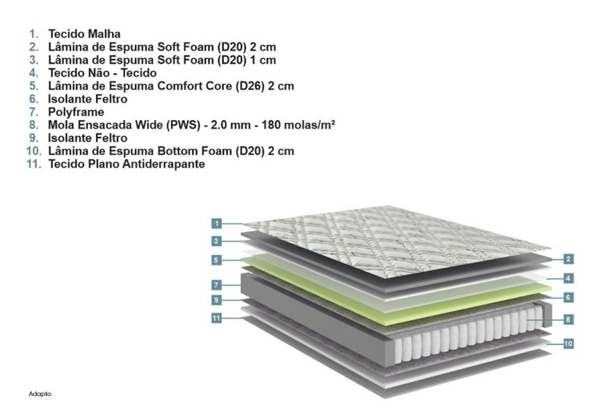 Conjunto Box Solteiro Adapto Molas Ensacadas 088x188x48cm 3 conjunto box adapto molas ensacadas wide king 193x203x60cm 5996 3