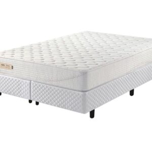 Conjunto Box Queen Ecoline D33 Branco Malha Espuma 158x198x50cm