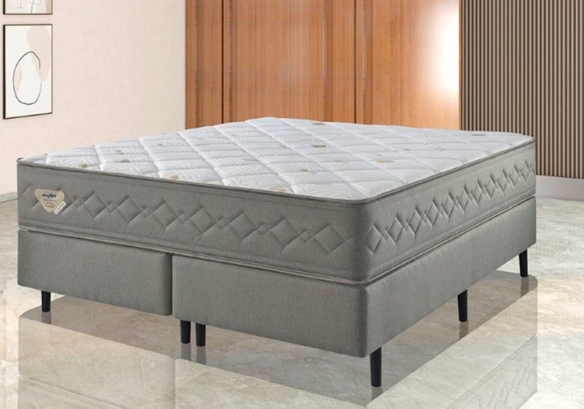 Conjunto Box King New 4 Estações Mola Ensacada 193x203x57cm 1 conjunto box new 4 estacoes mola ensacada wide king