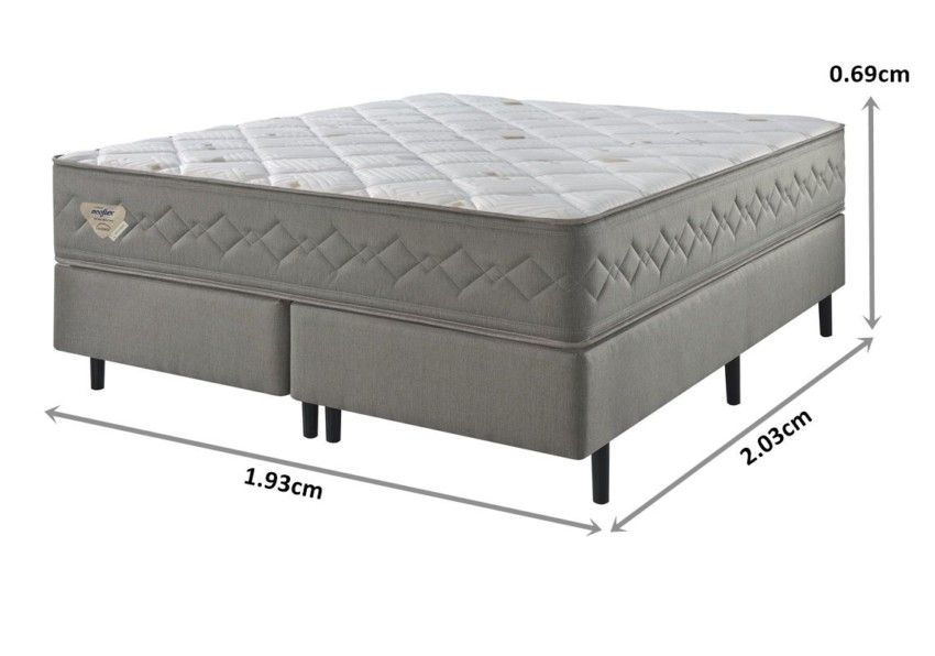 Conjunto Box King New 4 Estações Mola Ensacada 193x203x57cm 5 conjunto box new 4 estacoes mola ensacada wide king