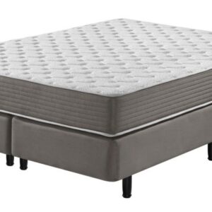 Conjunto Box Queen Ecoline D45 Espuma Cinza Veludine 158x198x50cm