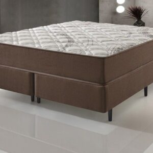 Conjunto Box King Relax Adorabile Linho Marrom Molas Ensacadas 193x203x51cm