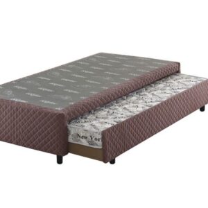 Somiê Auxiliar Espuma Solteiro Marrom Bordado 096x203x36cm