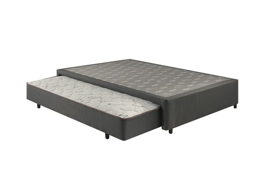 Somiê Auxiliar Mola Solteiro Linho Grafite Malha 088x188x36cm 1 somie auxiliar mola solteiro linho grafite malha