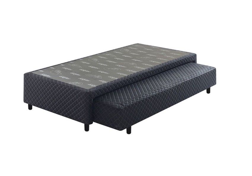 Somiê Auxiliar Mola Solteiro Marrom Bordado 088x188x36cm 1 somie auxiliar mola solteiro marrom bordado