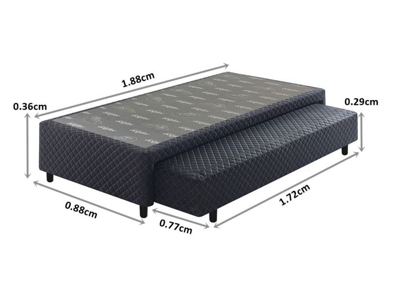 Somiê Auxiliar Mola Solteiro Marrom Bordado 088x188x36cm 2 somie auxiliar mola solteiro marrom bordado