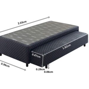 Somiê Auxiliar Mola Solteiro Preto Bordado 096x203x36cm 3 somie auxiliar mola solteiro preto bordado 096x203x36cm 3086