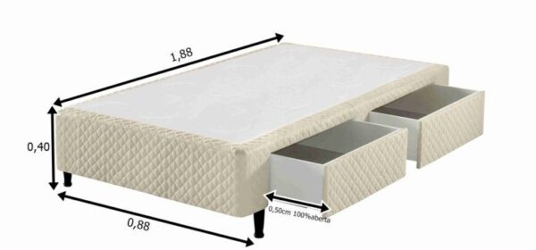 somie cama 2 gavetas solteiro bege bordado