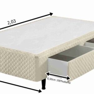 somie cama 2 gavetas solteiro bege bordado 096x203x40cm 1623