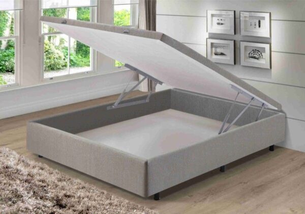 somie cama bau frontal casal cinza chumbo liso