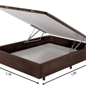 Somiê Baú Casal Frontal Marrom Bordado 138x188x46cm 3 somie cama bau frontal casal marrom bordado 138x188x46cm 9468