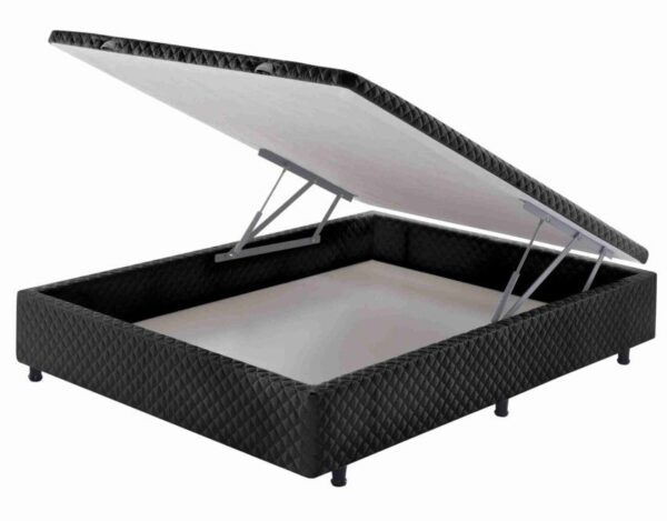 somie cama bau frontal casal preto bordado