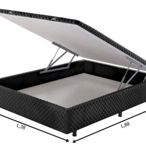 somie cama bau frontal casal preto bordado 138x188x46cm 9516