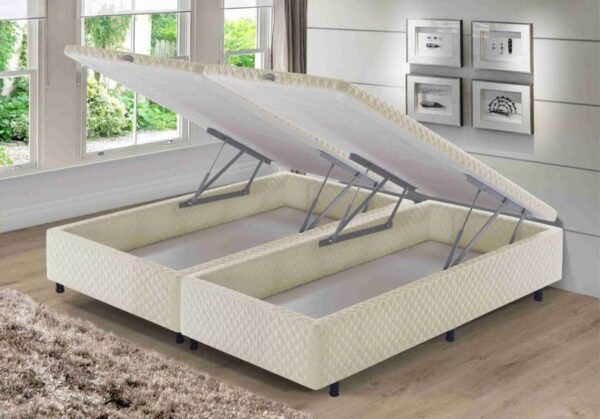 somie cama bau frontal queen bege bordado