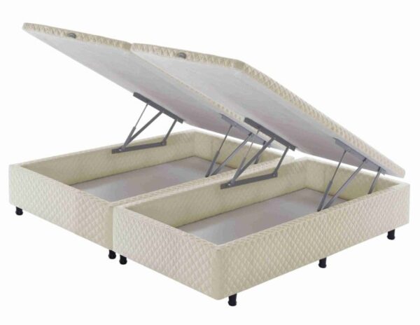 somie cama bau frontal queen bege bordado