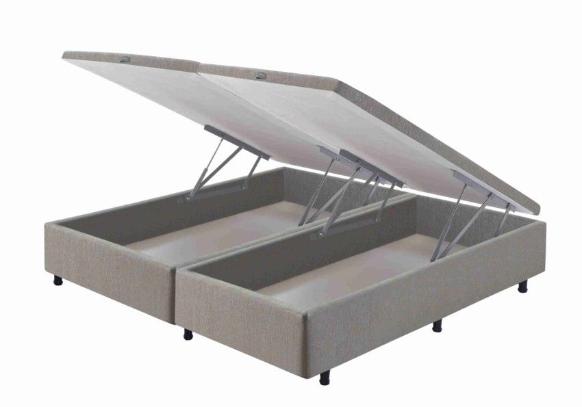 Somiê Baú King Frontal Cinza Chumbo Liso 193x203x46cm 2 somie cama bau frontal queen cinza chumbo liso