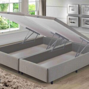 Somiê Baú King Frontal Cinza Chumbo Liso 193x203x46cm