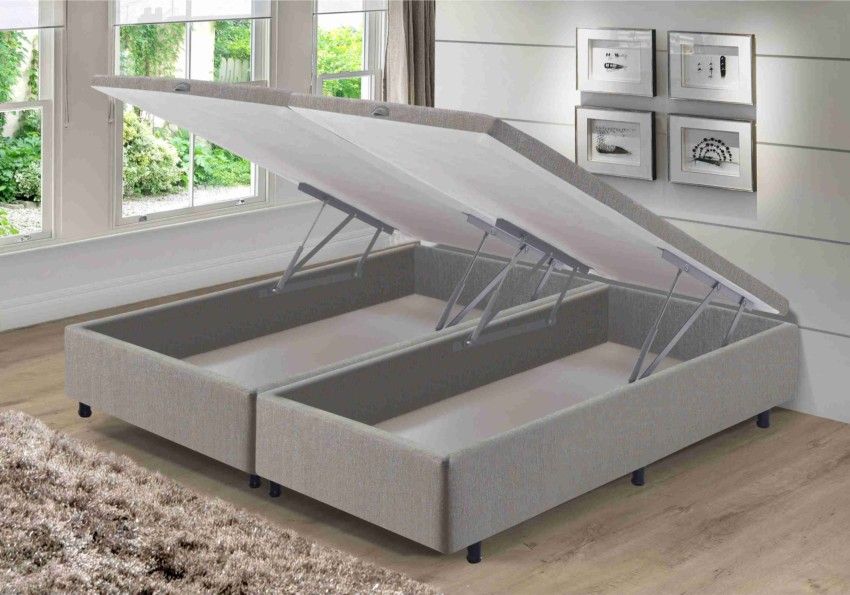 Somiê Baú Queen Frontal Cinza Chumbo Liso 158x198x46cm 1 somie cama bau frontal queen cinza chumbo liso