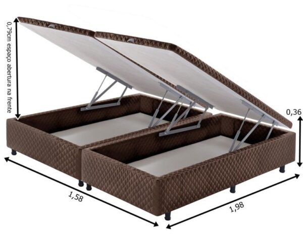 somie cama bau frontal queen marrom bordado