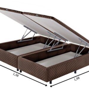 somie cama bau frontal queen marrom bordado 158x198x46cm 6633
