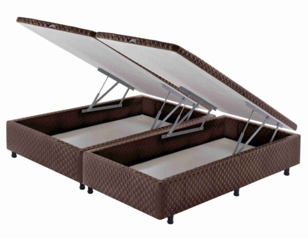 somie cama bau frontal queen marrom bordado