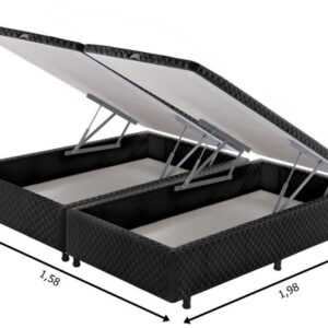 somie cama bau frontal queen preto bordado 158x198x36cm 8596