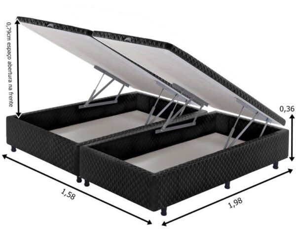 somie cama bau frontal queen preto bordado