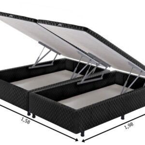 somie cama bau frontal queen preto bordado 158x198x46cm 7316