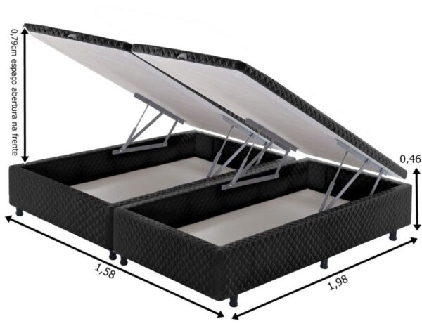 somie cama bau frontal queen preto bordado
