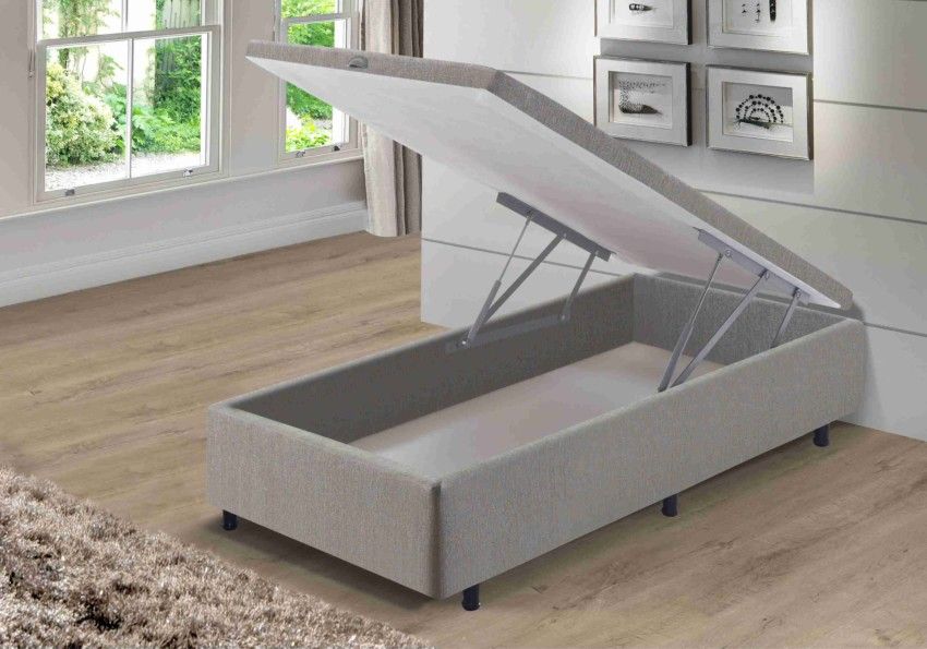 Somiê Baú Solteiro Frontal Cinza Chumbo Liso 088x188x46cm 1 somie cama bau frontal solteiro cinza chumbo liso