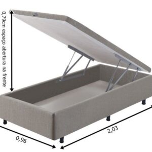 somie cama bau frontal solteiro cinza chumbo liso 096x203x46cm 4128