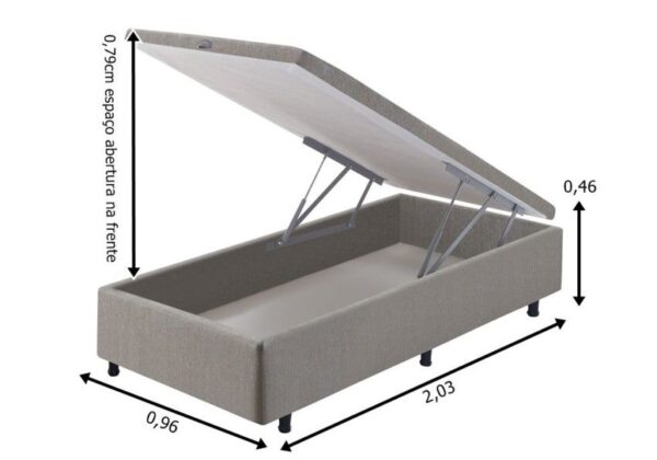 somie cama bau frontal solteiro cinza chumbo liso