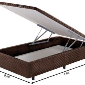 somie cama bau frontal solteiro marrom bordado 088x188x36cm 9468