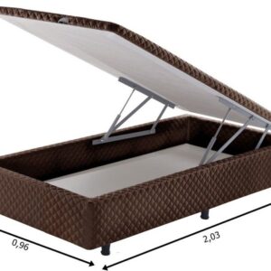 Somiê Baú Solteirão Frontal Marrom Bordado 096x203x46cm 3 somie cama bau frontal solteiro marrom bordado 096x203x46cm 7930