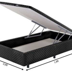 somie cama bau frontal solteiro preto bordado 088x188x36cm 4582