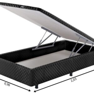 somie cama bau frontal solteiro preto bordado 096x203x36cm 2613