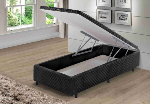 somie cama bau frontal solteiro preto bordado