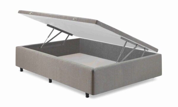 somie cama bau lateral casal cinza chumbo liso