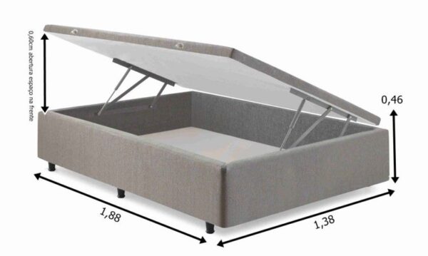 somie cama bau lateral casal cinza chumbo liso