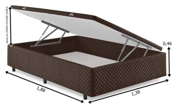 somie cama bau lateral casal marrom bordado