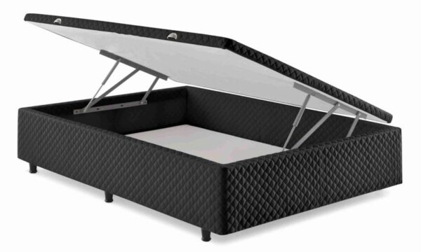 somie cama bau lateral casal preto bordado