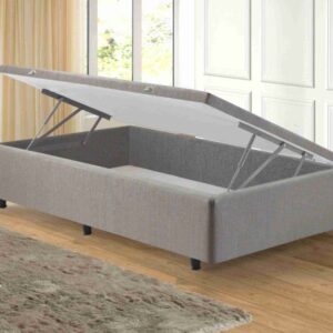 Somiê Baú Solteiro Lateral Cinza Chumbo Liso 088x188x46cm