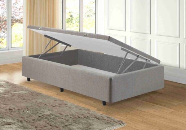 somie cama bau lateral solteiro cinza chumbo liso