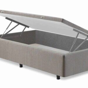 Somiê Baú Solteirão Lateral Cinza Chumbo Liso 096x203x46cm