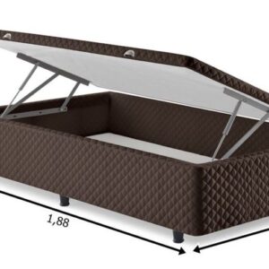somie cama bau lateral solteiro marrom bordado 088x188x46cm 3578