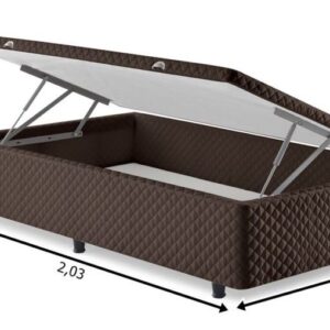 Somiê Baú Solteirão Lateral Marrom Bordado 096x203x46cm 3 somie cama bau lateral solteiro marrom bordado 096x203x46cm 6640