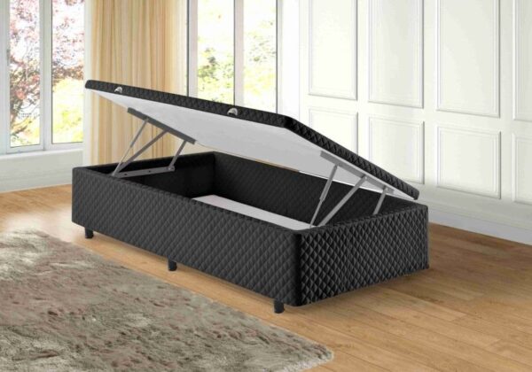 somie cama bau lateral solteiro preto bordado