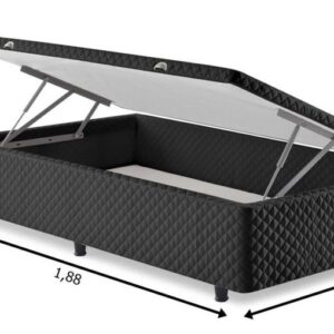 somie cama bau lateral solteiro preto bordado 088x188x46cm 8587