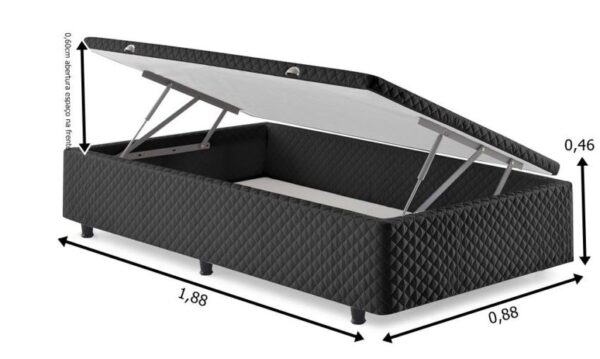 somie cama bau lateral solteiro preto bordado